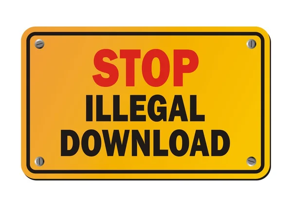 Stoppen met illegale download - waarschuwing teken — Stockvector