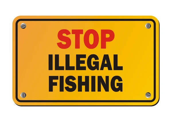 Detener la pesca ilegal - señal de protesta — Vector de stock