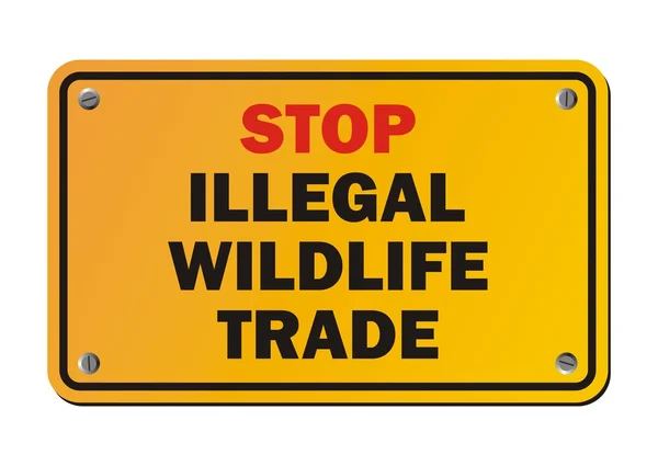違法な野生生物取引 - 警告のサインを停止します。 — ストックベクタ