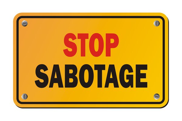 Остановка саботажа - желтый знак
