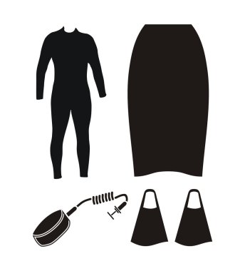 Bodyboard equipment - silhouette clipart