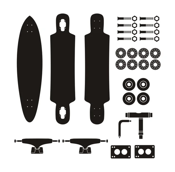 Longboard kit - silhouette — Stock vektor