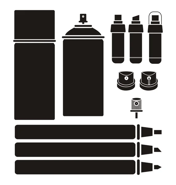 Graffiti tools - silhouettes — Stock Vector
