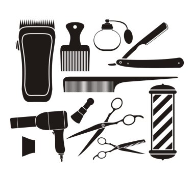 Berber Dükkanı cihazları - piktogram