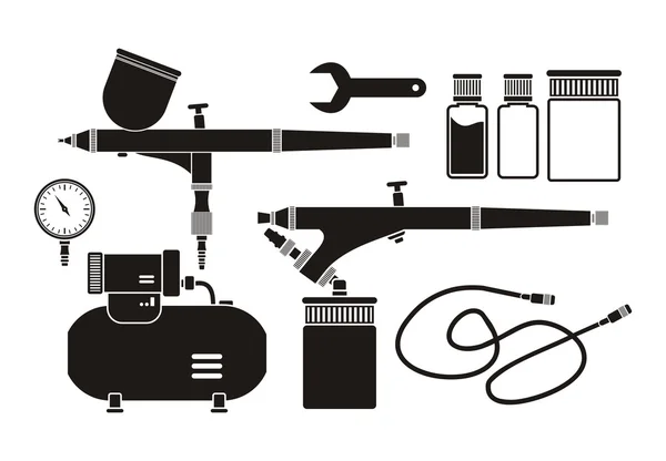 Airbrush cihazları - piktogram — Stok Vektör