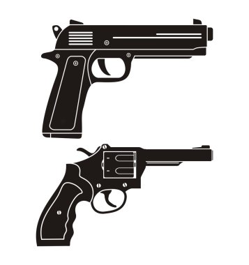 Handgun, revolver silhouette clipart
