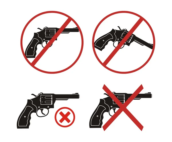 Revólver - sin conjuntos de iconos de pistola — Vector de stock