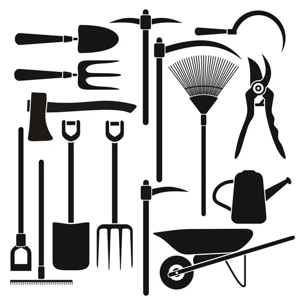 Équipement d'outils de jardinage — Image vectorielle