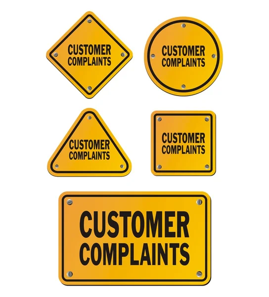 Customer complaints yellow signs — Stock Vector