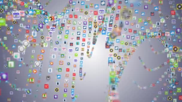 Hareket eden App dalgalar üzerinde sallanan birçok mobil uygulamaları — Stok video