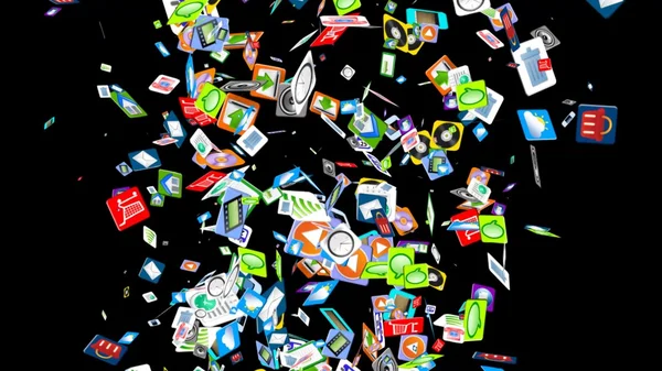 Antecedentes de una variedad de iconos de aplicaciones móviles — Foto de Stock