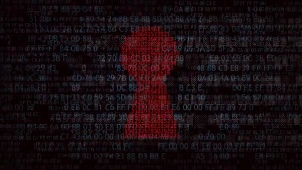 Sicherheitskonzept: Hexen- und Binärcode im Schlüsselloch. Cybersicherheit — Stockvideo