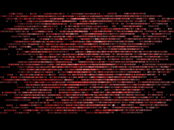 Binary code running up a computer screen on black background. Blue digits. — Stock Photo, Image