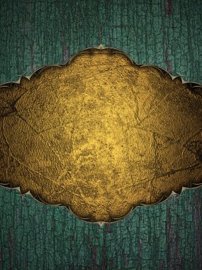 Grunge ahşap arka plan bir altın plaka. Tasarım şablonu. reklam broşür veya duyuru davet, arka plan için alanı Kopyala.