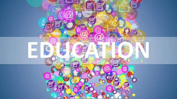 Concepto Educación. fondo de los muchos iconos sobre el tema de la educación —  Fotos de Stock