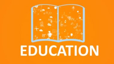 Açık kitap ve simgeler bilim ve eğitim. Modern eğitim kavramı