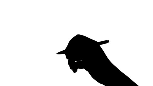 Mão com caneta sobre um fundo branco — Vídeo de Stock