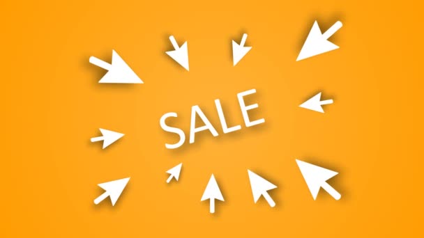 Word met nadruk op "Verkoop"... De pijlen wijzen naar een verkoop — Stockvideo