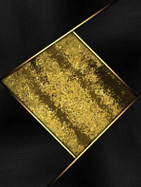 Altın plakalı siyah çerçeve. Tasarım şablonu. reklam broşürü veya duyuru davetiyesi için kopya alanı, soyut arka plan.