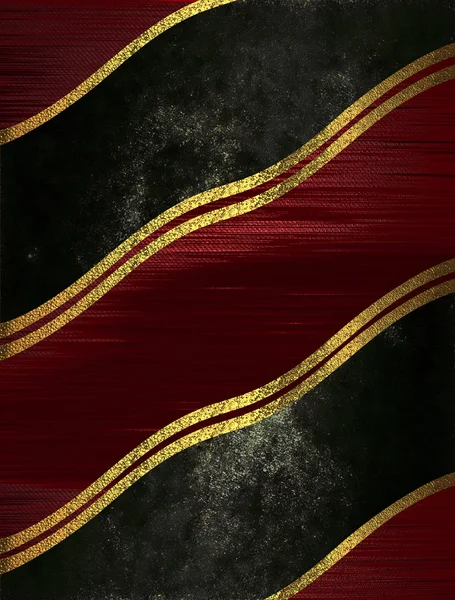 Black and red  shabby background with gold stripes. Template for design. copy space for ad brochure or announcement invitation, abstract background.