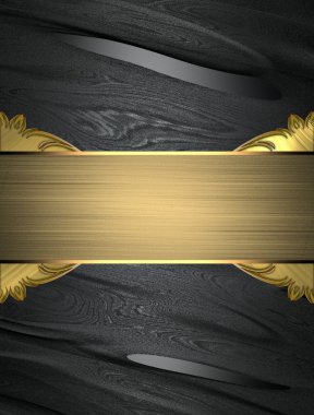 Zarif bir altın plaka ile soyut siyah arka plan. Tasarım şablonu. reklam broşürü veya duyuru davetiyesi için kopya alanı, soyut arka plan.