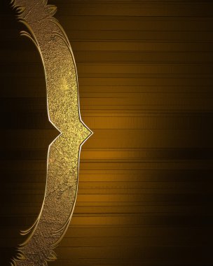 Brown texture with gold ribbon. Template for design. copy space for ad brochure or announcement invitation, abstract background.