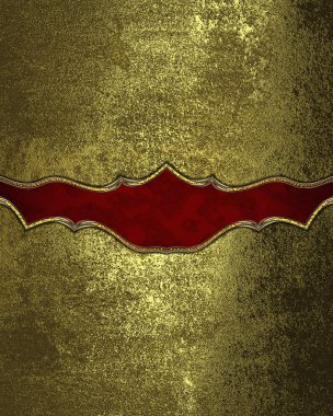Grunge gold background with a red pattern. Template for design. copy space for ad brochure or announcement invitation, abstract background.