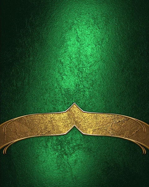 Grunge green texture with gold ribbon. Template for design. copy space for ad brochure or announcement invitation, abstract background. — 图库照片