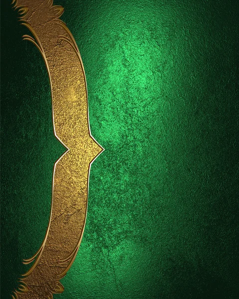 Grunge grüne Textur mit goldenem Band. Vorlage für Design. Kopierraum für Werbebroschüre oder Ausschreibung, abstrakter Hintergrund. — Stockfoto