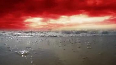 Bulutlar kan. Kanlı bulutlar deniz. Güçlü Rüzgar. 