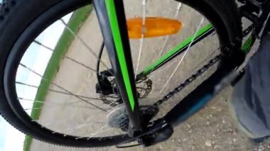 Ayrıntı görünümü bir dişli sisteminde, bir dağ bisikleti. Kırsal kesimde çakıl bisikleti