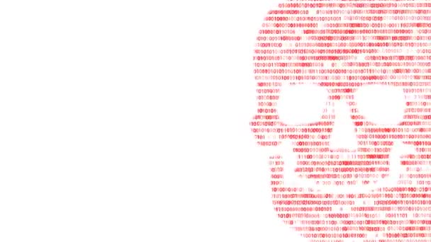 Concept van computerbeveiliging. De schedel van de hexadecimale code. Pirate online. Cybercriminelen. Hackers de code gekraakt. — Stockvideo