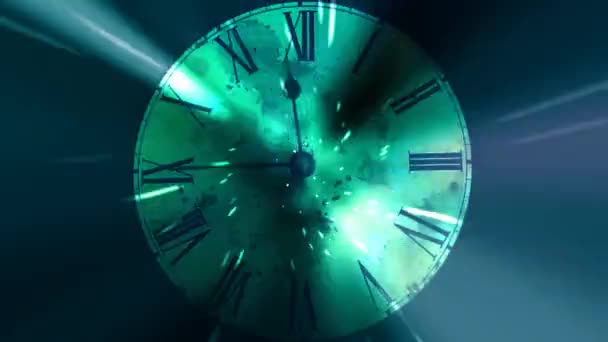 Horloge mouvante chaotique. Horloge en mouvement infiniment rapide. Le concept de flexion du temps et de l'espace. Horloge grunge . — Video