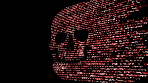 Concept de sécurité informatique. Le crâne du code hexadécimal. Pirate en ligne. Des cyber-criminels. Les pirates ont craqué le code . — Photo