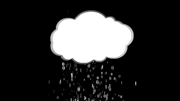 Nuage d'information. Une pluie de symboles binaires — Video