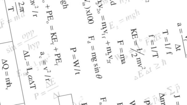 Hintergrund sich rasch verändernder physikalischer Formeln — Stockvideo