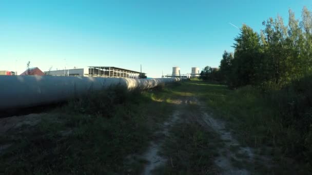 Pipes going to the city thermal power station — Stock Video