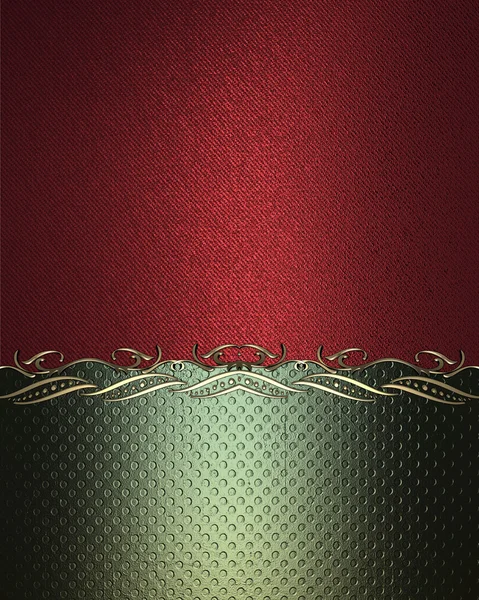 Красная текстура с зеленым дном и золотым орнаментом для текста. Шаблон для дизайна. копировальное место для рекламной брошюры или приглашения на объявление — стоковое фото