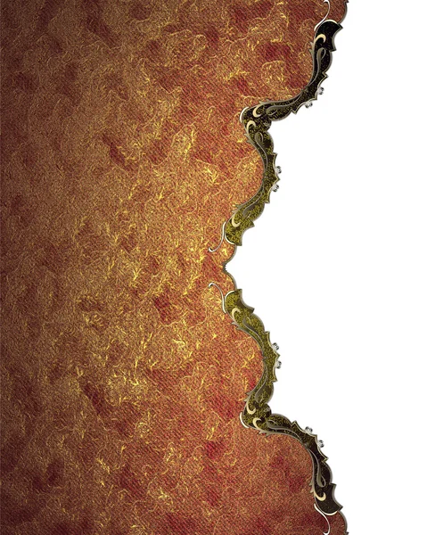 Piatto rosso grunge con finiture in oro. Modello per il design. copia spazio per brochure pubblicitaria o invito all'annuncio — Foto Stock