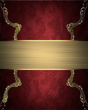 Kırmızı arka plan ile altın süs eşyaları ve bir altın plaka. Tasarım şablonu. kopya alanı reklam broşür veya duyuru davet için