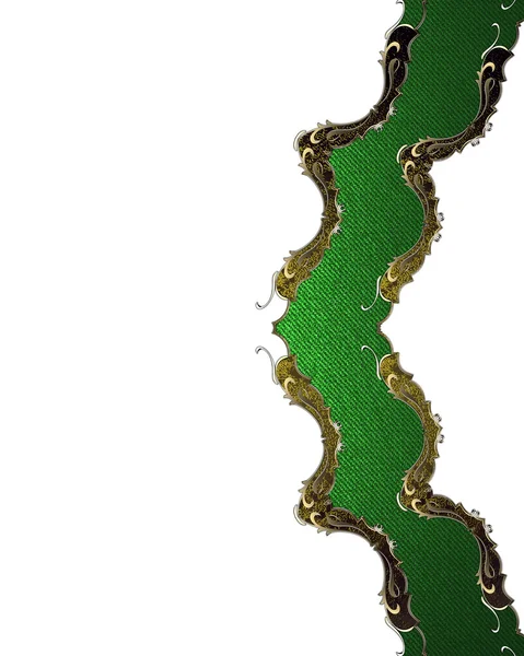 Green ornament with gold pattern. Template for design. copy space for ad brochure or announcement invitation — Stock Photo, Image