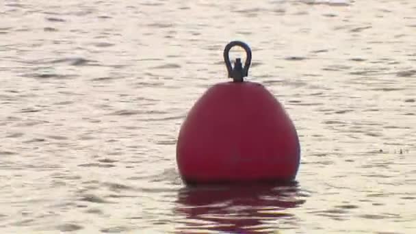 Buoy on the water. Bathing is prohibited, do not swim behind the buoy. — Stock Video