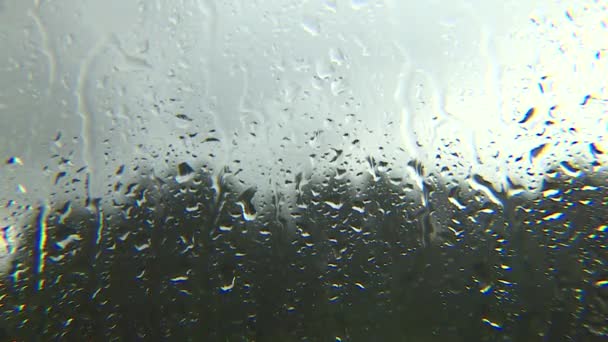 Déšť venku za oknem. Osamělost, deprese a smutek. Muž na pokraji zoufalství. — Stock video