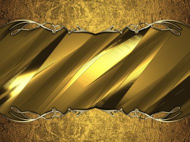 Altın Çerçeve altın kenarlar ve akmak altın arka plan üzerine bir model. tasarım şablonu. Tasarım site