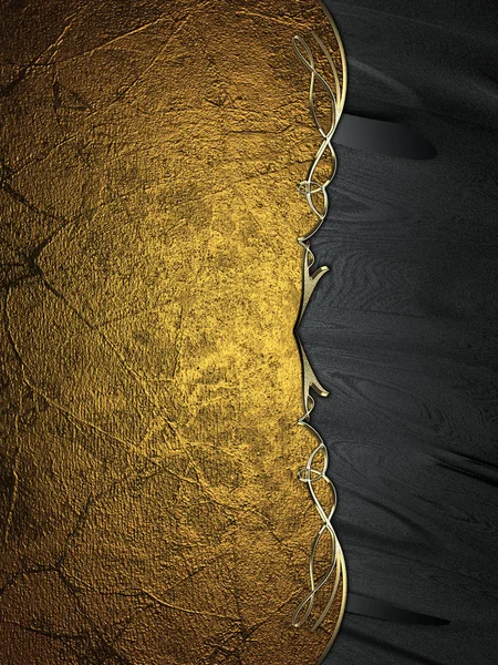 Grunge Gold Hintergrund mit schwarzem Rand mit Goldbesatz. Designvorlage. Entwurf für Standort — Stockfoto