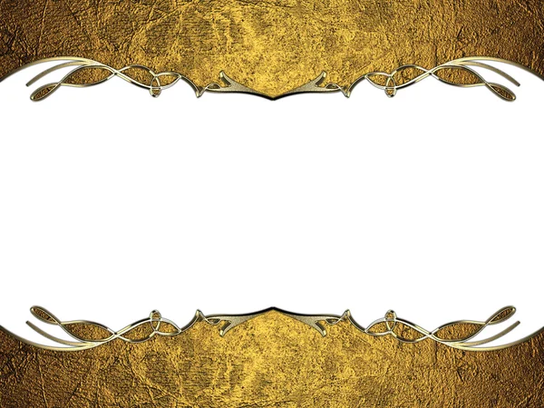 Gold frame with gold edges and a pattern on a white background. Design template. Design for site — Stock Photo, Image