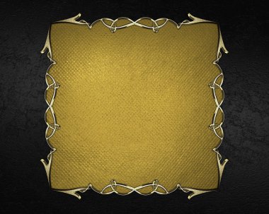 siyah arka plan ile altın tabak Yazıtı ve altın trim. tasarım şablonu. Tasarım sitesi