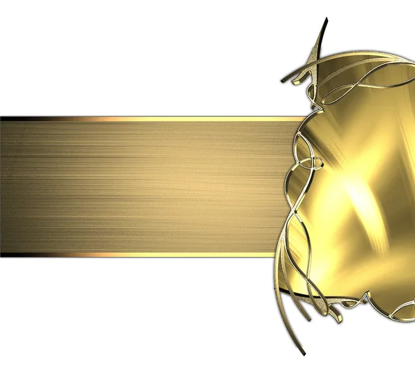 Segno in oro con cornice dorata su sfondo bianco. Modello di design. Sito di progettazione — Foto Stock