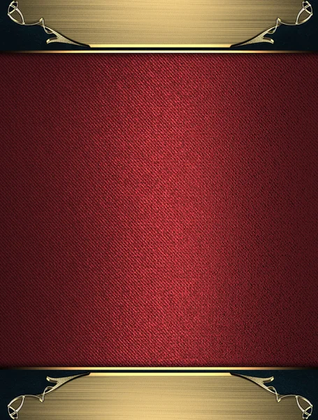 Fondo rosso con bordi dorati. Cornice d'oro. Modello di design. Sito di progettazione — Foto Stock