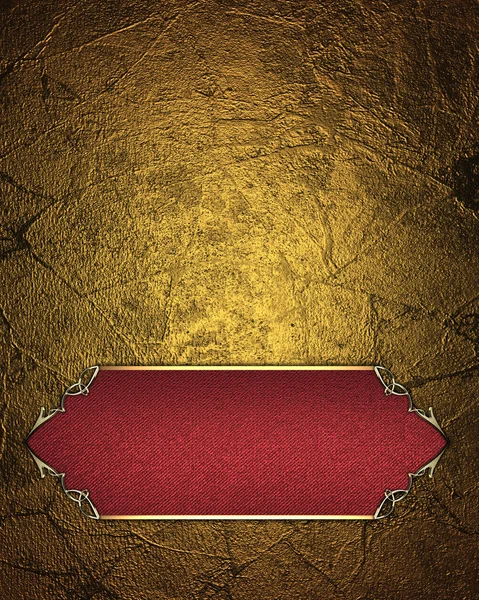 Gold background with Red plate for inscription and gold trim. Design template. Design site — Stock Photo, Image